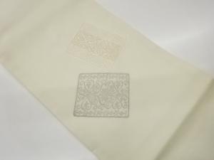 紗 色紙に花唐草模様刺繍名古屋帯